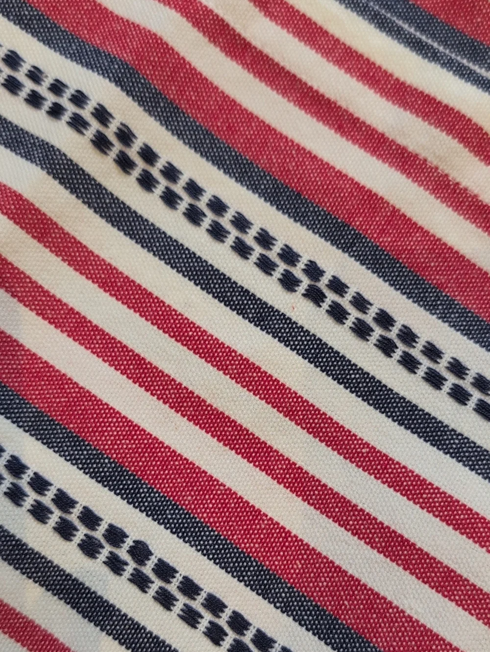 Pier 1 Red, White & Blue Stripe Fringed Cotton Placemats Set of 4 Vintage